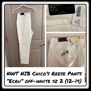 NWT NIB Chico’s Reese pants in off-white “ecru” size 2 (12-14)